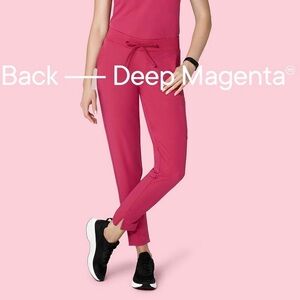 Mandala Scrubs Deep Magenta 6 Pocket Slim Pants Cloud NWT